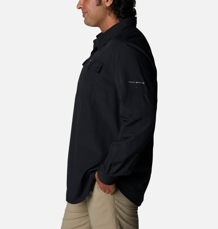 Men's Columbia Silver Ridge 2.0 Long Sleeve Shirts Black | Plus Size CA-H8L1C